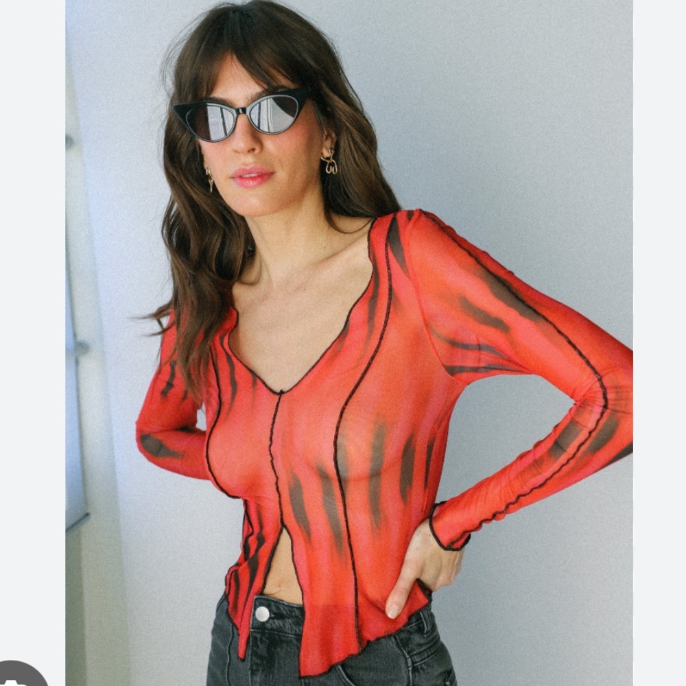 Tiger Flame Panel Seamed Top - Prism Botique